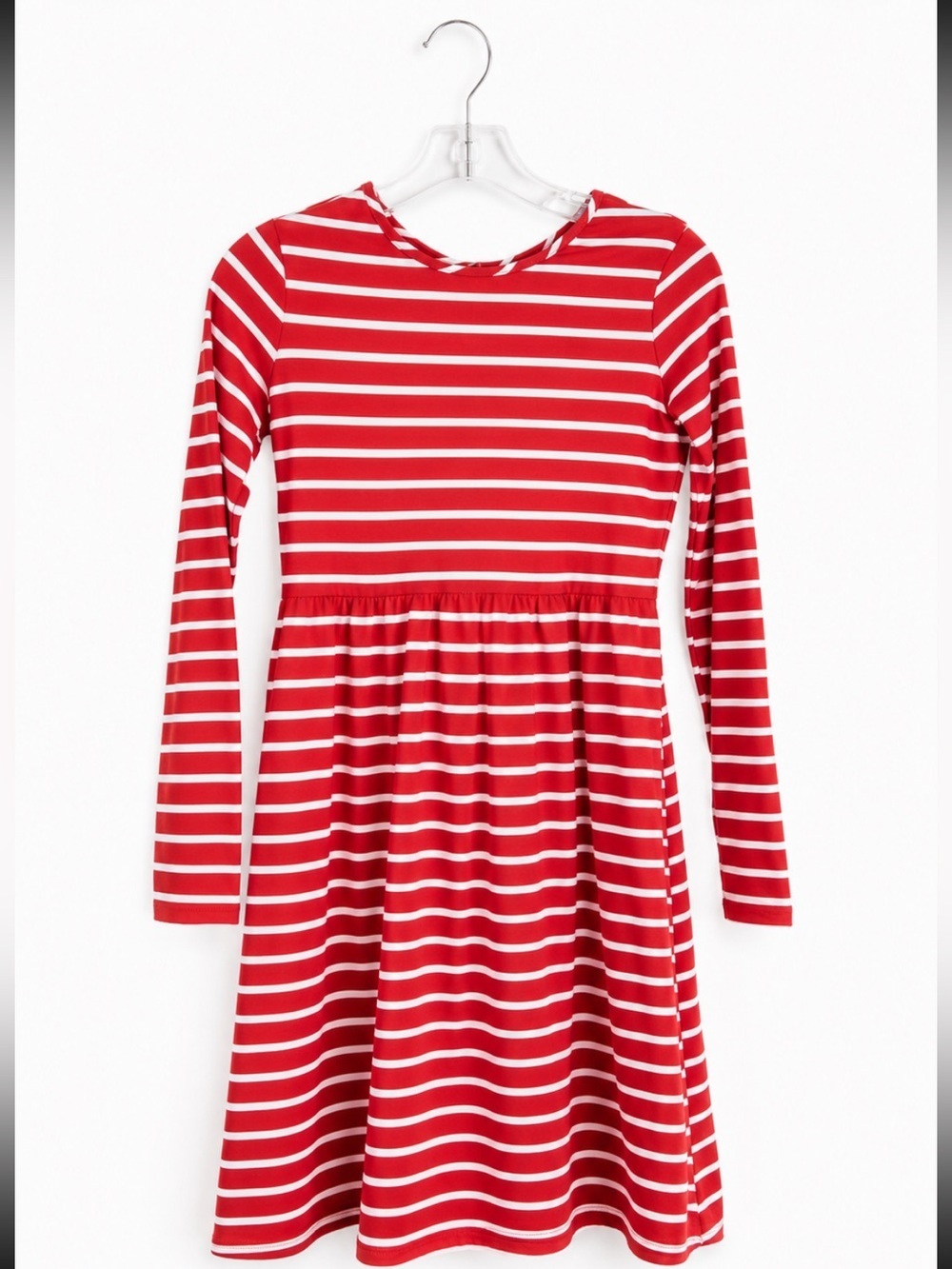 Hanna Andersson Girls 12 Red Striped Dress Long Sleeve Twirl Dress